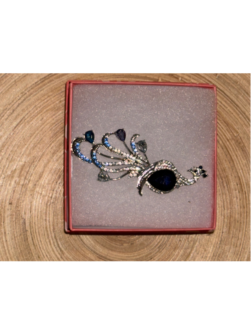 Women's Peacock Brooch Silver & Blue